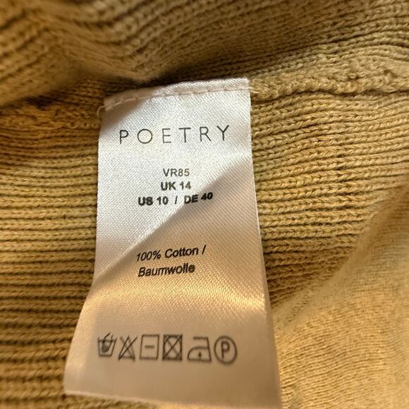 Poetry Cotton Open Collared Jacket Cardigan Sweater 10 M Cotton Edge to Edge - Picture 6 of 9